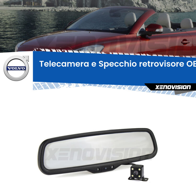 Kit Telecamera Parcheggio e Specchietto retrovisore con display invisibile incorporato per Volvo C70 II 542. Da spento è indistinguibile da un retrovisore originale. Con 2 ingressi video per telecamere retromarcia, l'immagine appare in un riquadro che prima era invisibile.