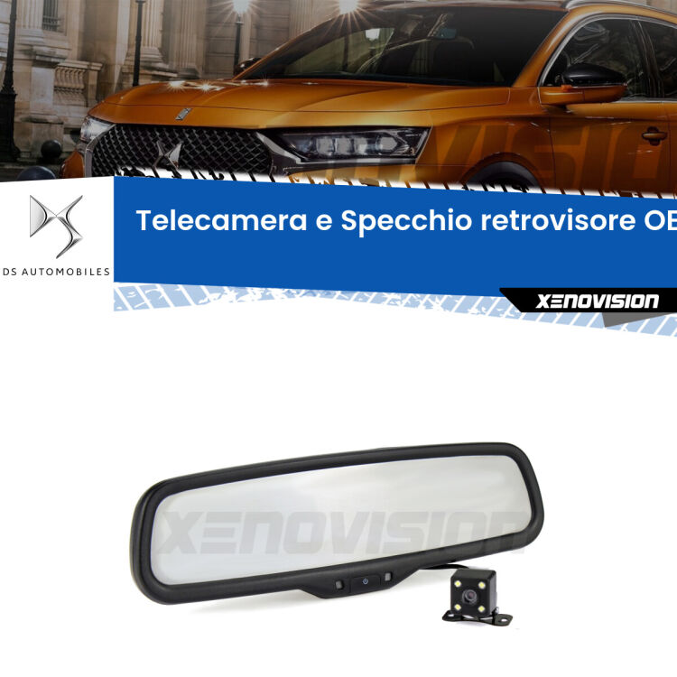 Kit Telecamera Parcheggio e Specchietto retrovisore con display invisibile incorporato per DS DS 7 Crossback . Da spento è indistinguibile da un retrovisore originale. Con 2 ingressi video per telecamere retromarcia, l'immagine appare in un riquadro che prima era invisibile.