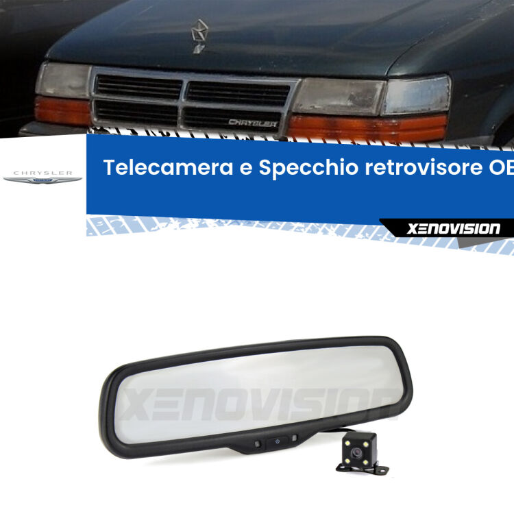 Kit Telecamera Parcheggio e Specchietto retrovisore con display invisibile incorporato per Chrysler Voyager II . Da spento è indistinguibile da un retrovisore originale. Con 2 ingressi video per telecamere retromarcia, l'immagine appare in un riquadro che prima era invisibile.