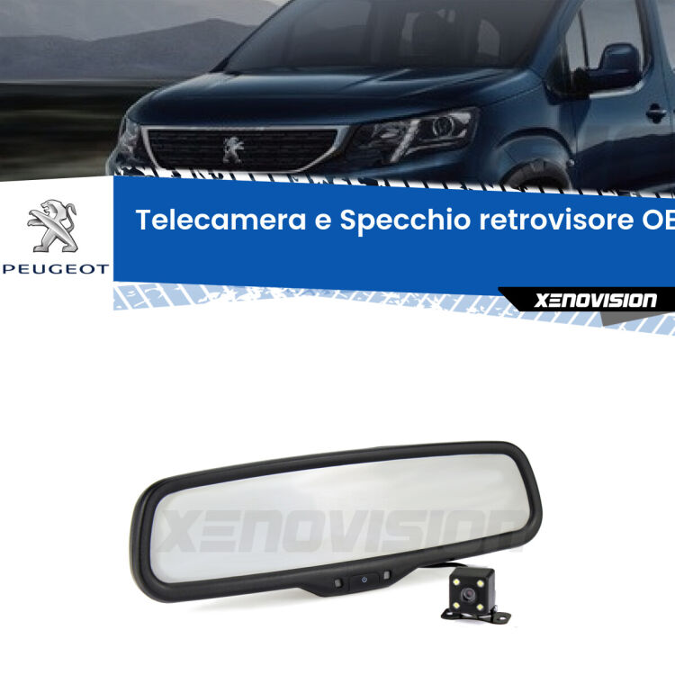 Kit Telecamera Parcheggio e Specchietto retrovisore con display invisibile per Peugeot Rifter . Spento è identico all’originale. In retromarcia, l’immagine appare in un riquadro prima invisibile