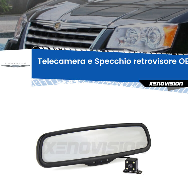 Kit Telecamera Parcheggio e Specchietto retrovisore con display invisibile incorporato per Chrysler Voyager V . Da spento è indistinguibile da un retrovisore originale. Con 2 ingressi video per telecamere retromarcia, l'immagine appare in un riquadro che prima era invisibile.