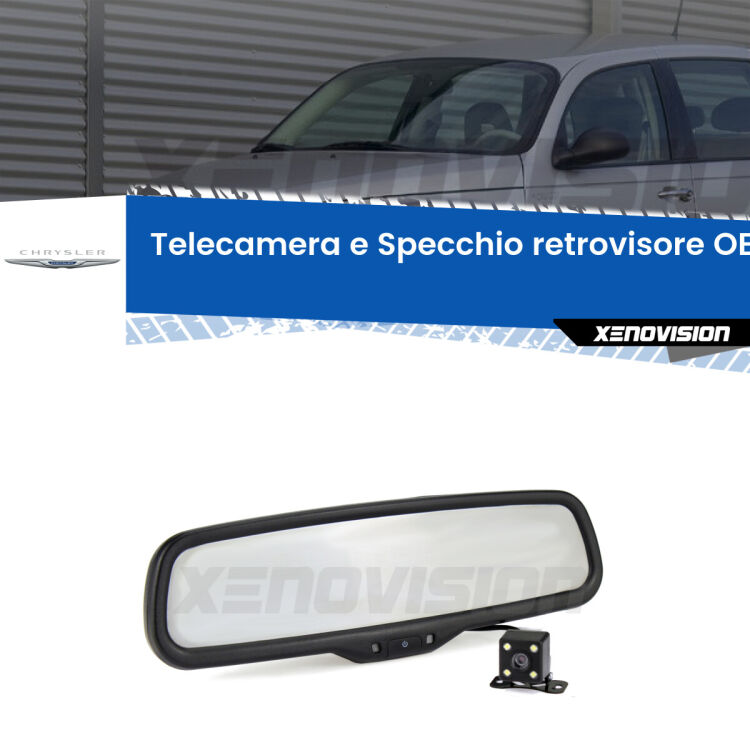 Kit Telecamera Parcheggio e Specchietto retrovisore con display invisibile incorporato per Chrysler PT cruiser . Da spento è indistinguibile da un retrovisore originale. Con 2 ingressi video per telecamere retromarcia, l'immagine appare in un riquadro che prima era invisibile.