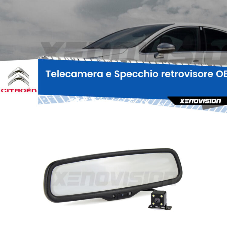 Kit Telecamera Parcheggio e Specchietto retrovisore con display invisibile incorporato per Citroën DS4 . Da spento è indistinguibile da un retrovisore originale. Con 2 ingressi video per telecamere retromarcia, l'immagine appare in un riquadro che prima era invisibile.