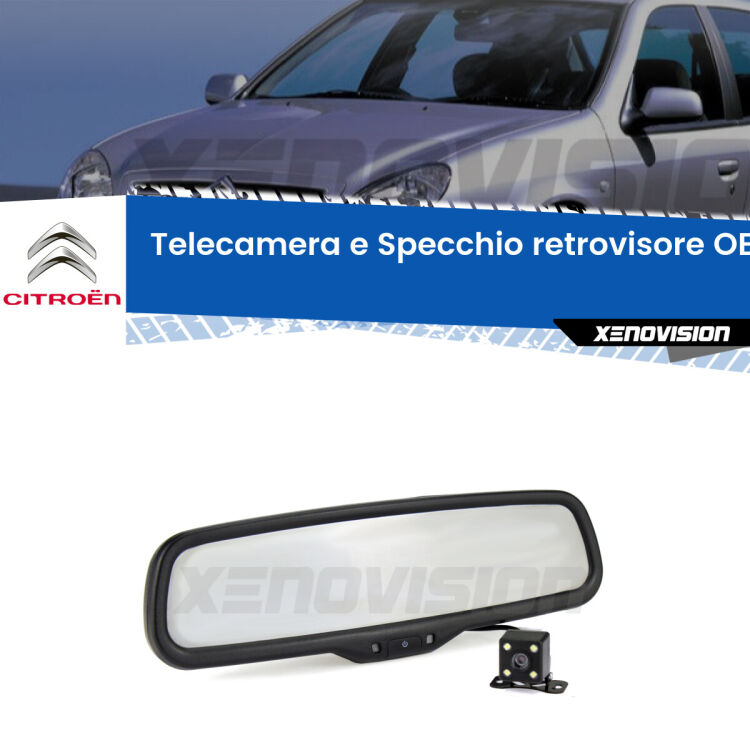 Kit Telecamera Parcheggio e Specchietto retrovisore con display invisibile incorporato per Citroën Xsara . Da spento è indistinguibile da un retrovisore originale. Con 2 ingressi video per telecamere retromarcia, l'immagine appare in un riquadro che prima era invisibile.