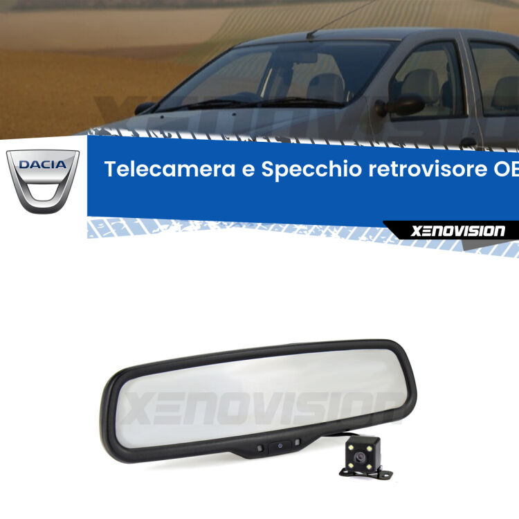 Kit Telecamera Parcheggio e Specchietto retrovisore con display invisibile incorporato per Dacia Logan . Da spento è indistinguibile da un retrovisore originale. Con 2 ingressi video per telecamere retromarcia, l'immagine appare in un riquadro che prima era invisibile.