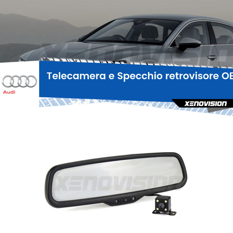 Kit Telecamera Parcheggio e Specchietto retrovisore con display invisibile incorporato per Audi A7 . Da spento è indistinguibile da un retrovisore originale. Con 2 ingressi video per telecamere retromarcia, l'immagine appare in un riquadro che prima era invisibile.