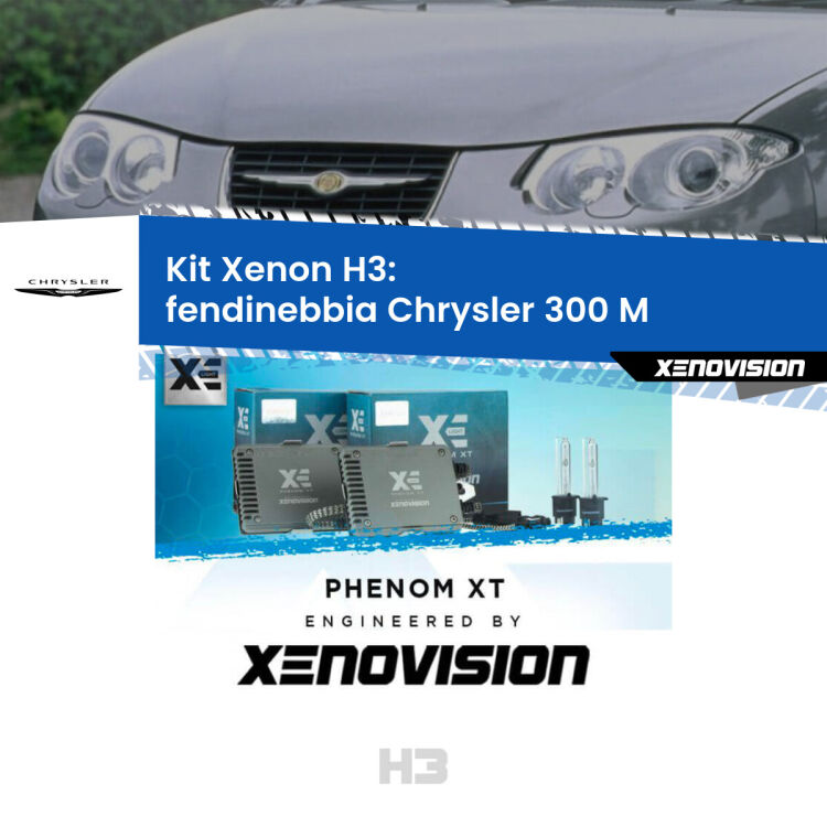 <strong>Kit Xenon H3 Professionale per fendinebbia Chrysler 300 M </strong>  1998 - 2004. Taglio di luce perfetto, zero spie e riverberi. Leggendaria elettronica Canbus Xenovision. Qualità Massima Garantita.