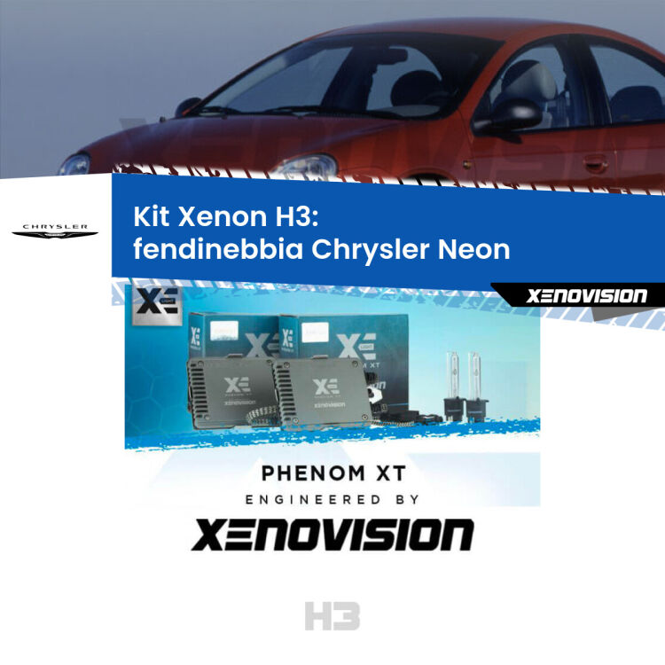 <strong>Kit Xenon H3 Professionale per fendinebbia Chrysler Neon </strong>  1994 - 1999. Taglio di luce perfetto, zero spie e riverberi. Leggendaria elettronica Canbus Xenovision. Qualità Massima Garantita.