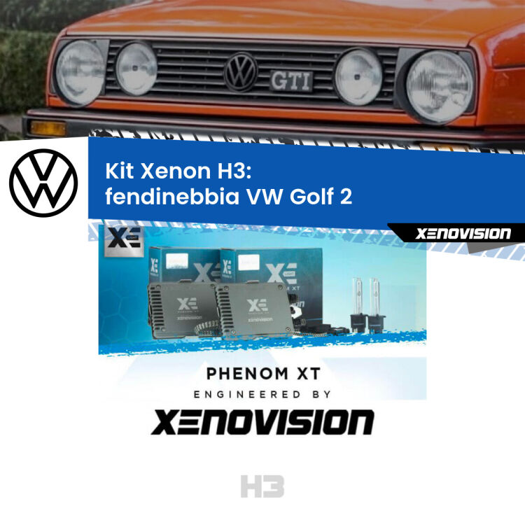 <strong>Kit Xenon H3 Professionale per fendinebbia VW Golf 2 </strong>  1983 - 1990. Taglio di luce perfetto, zero spie e riverberi. Leggendaria elettronica Canbus Xenovision. Qualità Massima Garantita.