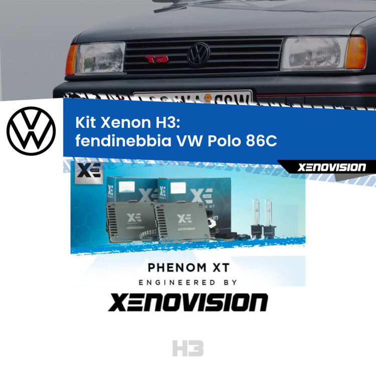 <strong>Kit Xenon H3 Professionale per fendinebbia VW Polo </strong> 86C 1981 - 1993. Taglio di luce perfetto, zero spie e riverberi. Leggendaria elettronica Canbus Xenovision. Qualità Massima Garantita.