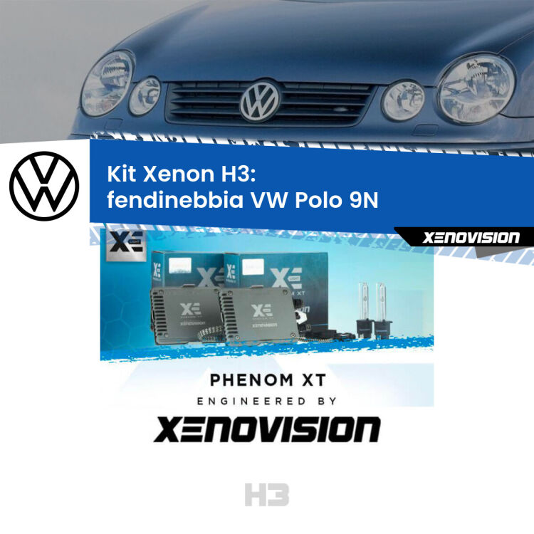 <strong>Kit Xenon H3 Professionale per fendinebbia VW Polo </strong> 9N 2002 - 2005. Taglio di luce perfetto, zero spie e riverberi. Leggendaria elettronica Canbus Xenovision. Qualità Massima Garantita.