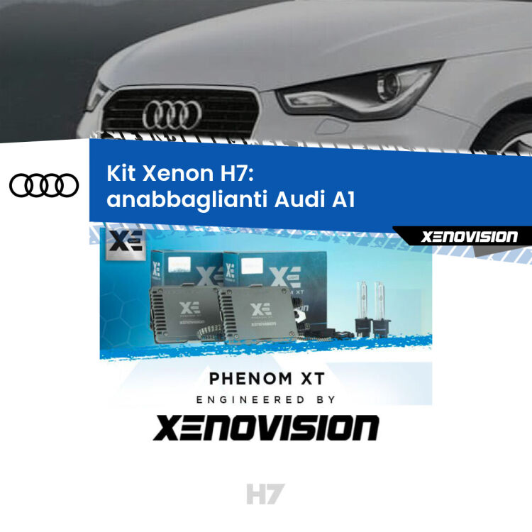 <strong>Kit Xenon H7 Professionale per Audi A1 </strong>  (2010 - 2018). Taglio di luce perfetto, zero spie e riverberi. Leggendaria elettronica Canbus Xenovision. Qualità Massima Garantita.