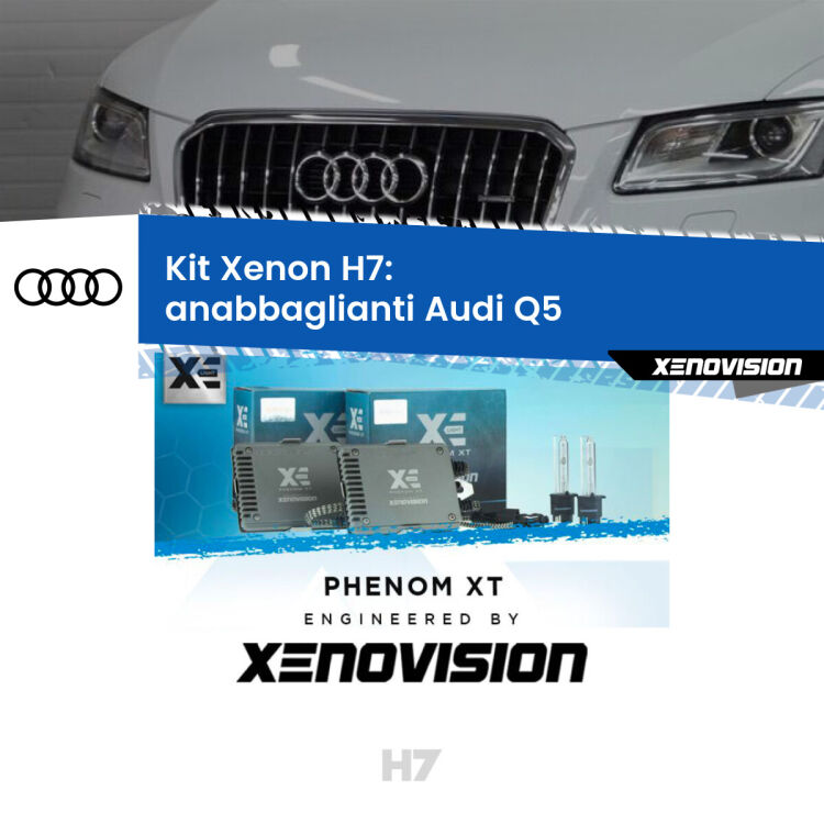 <strong>Kit Xenon H7 Professionale per Audi Q5 </strong>  (2008 - 2017). Taglio di luce perfetto, zero spie e riverberi. Leggendaria elettronica Canbus Xenovision. Qualità Massima Garantita.