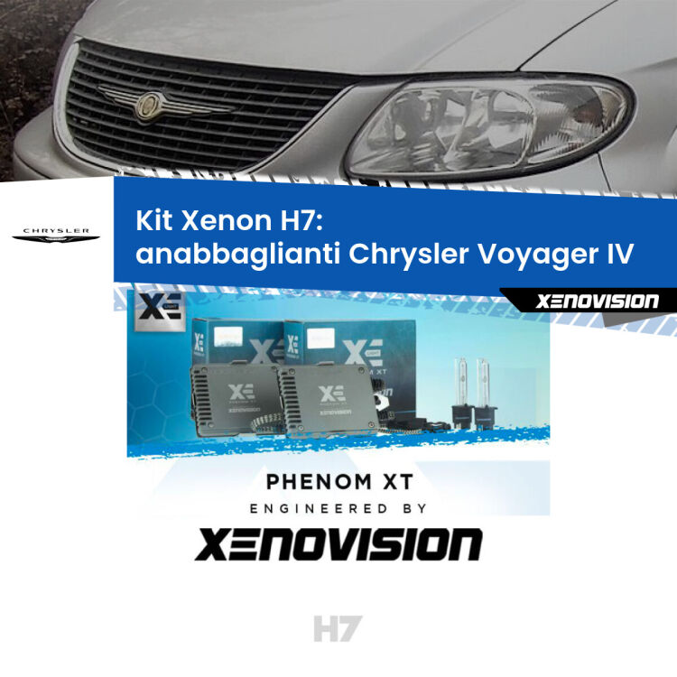 <strong>Kit Xenon H7 Professionale per Chrysler Voyager IV </strong>  (2000 - 2007). Taglio di luce perfetto, zero spie e riverberi. Leggendaria elettronica Canbus Xenovision. Qualità Massima Garantita.