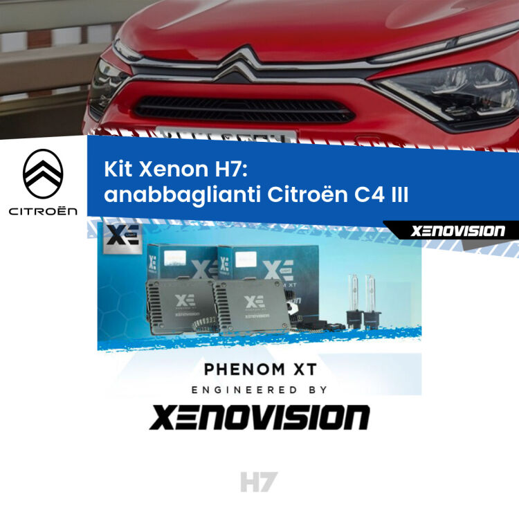 <strong>Kit Xenon H7 Professionale per Citroën C4 </strong> III (2020 in poi). Taglio di luce perfetto, zero spie e riverberi. Leggendaria elettronica Canbus Xenovision. Qualità Massima Garantita.