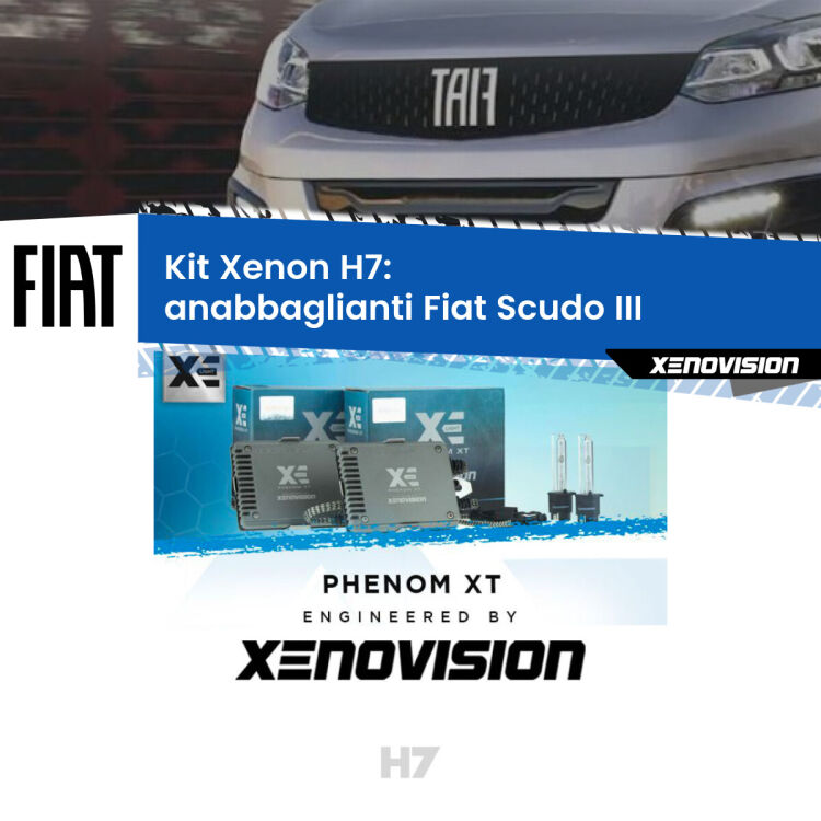 <strong>Kit Xenon H7 Professionale per Fiat Scudo </strong> III (2022 in poi). Taglio di luce perfetto, zero spie e riverberi. Leggendaria elettronica Canbus Xenovision. Qualità Massima Garantita.