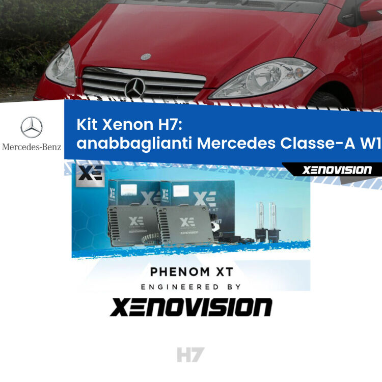 <strong>Kit Xenon H7 Professionale per Mercedes Classe-A </strong> W169 (con fari lenticolari). Taglio di luce perfetto, zero spie e riverberi. Leggendaria elettronica Canbus Xenovision. Qualità Massima Garantita.