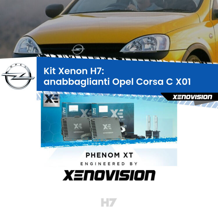 <strong>Kit Xenon H7 Professionale per Opel Corsa C </strong> X01 (lenticolare). Taglio di luce perfetto, zero spie e riverberi. Leggendaria elettronica Canbus Xenovision. Qualità Massima Garantita.