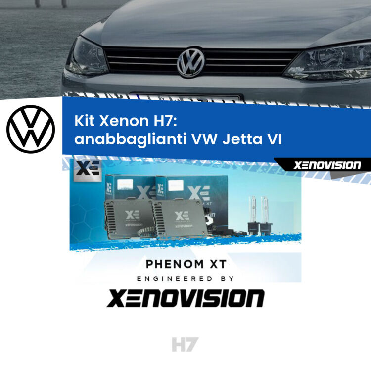 <strong>Kit Xenon H7 Professionale per VW Jetta </strong> VI (2010 - 2017). Taglio di luce perfetto, zero spie e riverberi. Leggendaria elettronica Canbus Xenovision. Qualità Massima Garantita.