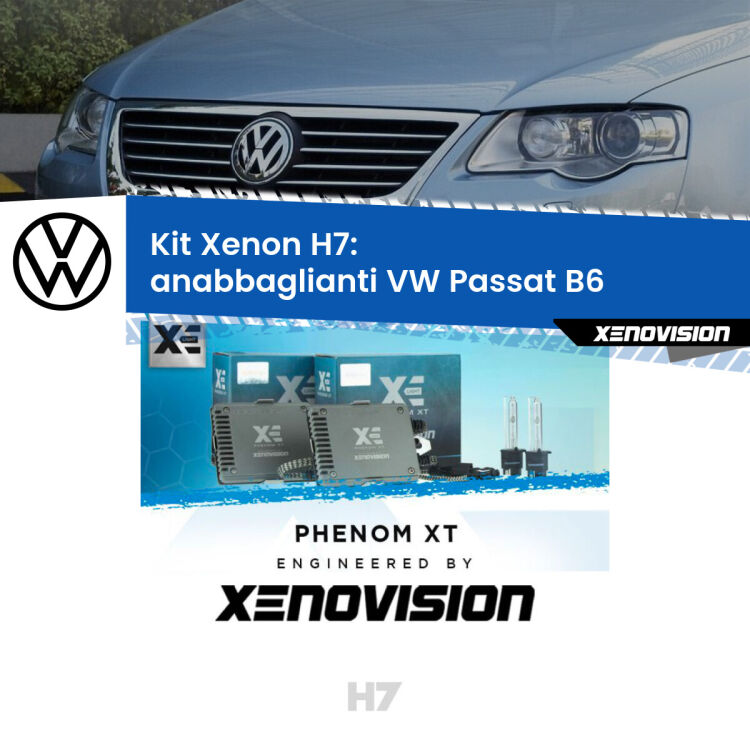 <strong>Kit Xenon H7 Professionale per VW Passat </strong> B6 (2005 - 2010). Taglio di luce perfetto, zero spie e riverberi. Leggendaria elettronica Canbus Xenovision. Qualità Massima Garantita.