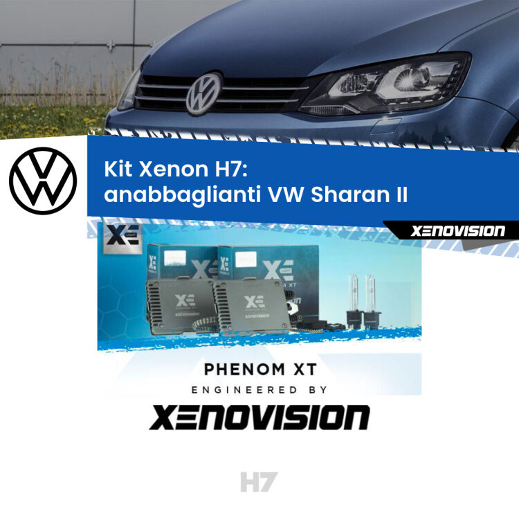 <strong>Kit Xenon H7 Professionale per VW Sharan </strong> II (2010 - 2019). Taglio di luce perfetto, zero spie e riverberi. Leggendaria elettronica Canbus Xenovision. Qualità Massima Garantita.