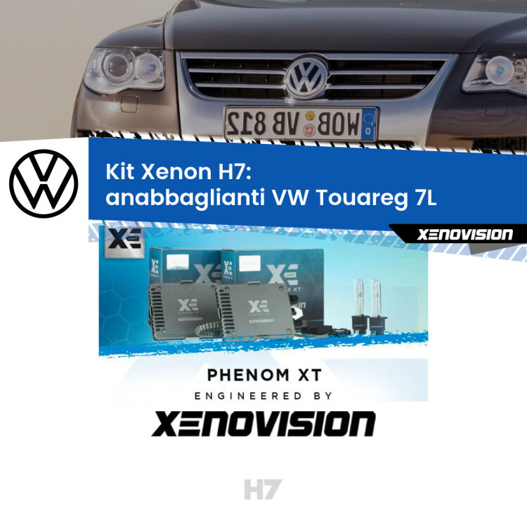 <strong>Kit Xenon H7 Professionale per VW Touareg </strong> 7L (2002 - 2010). Taglio di luce perfetto, zero spie e riverberi. Leggendaria elettronica Canbus Xenovision. Qualità Massima Garantita.