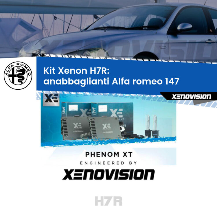 <strong>Kit Xenon </strong><strong>H7R</strong><strong> </strong><strong>Professionale</strong> Alfa romeo 147</strong>  (2000 - 2010). Taglio di luce perfetto, zero spie e riverberi. Leggendaria elettronica Canbus Xenovision. Qualità Massima Garantita.