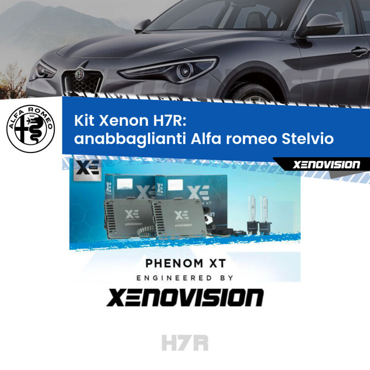 <strong>Kit Xenon </strong><strong>H7R</strong><strong> </strong><strong>Professionale</strong> Alfa romeo Stelvio</strong>  (2016 in poi). Taglio di luce perfetto, zero spie e riverberi. Leggendaria elettronica Canbus Xenovision. Qualità Massima Garantita.