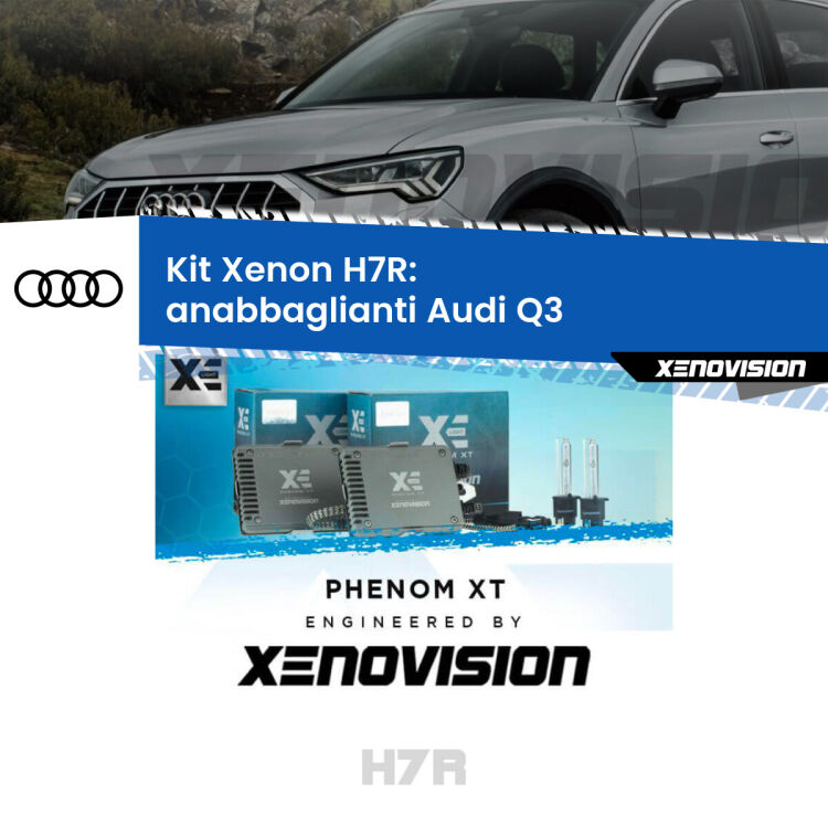 <strong>Kit Xenon </strong><strong>H7R</strong><strong> </strong><strong>Professionale</strong> Audi Q3</strong>  (2011 - 2018). Taglio di luce perfetto, zero spie e riverberi. Leggendaria elettronica Canbus Xenovision. Qualità Massima Garantita.