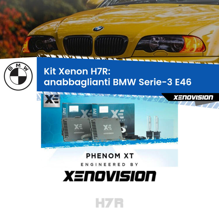 <strong>Kit Xenon </strong><strong>H7R</strong><strong> </strong><strong>Professionale</strong> BMW Serie-3</strong> E46 (1998 - 2005). Taglio di luce perfetto, zero spie e riverberi. Leggendaria elettronica Canbus Xenovision. Qualità Massima Garantita.