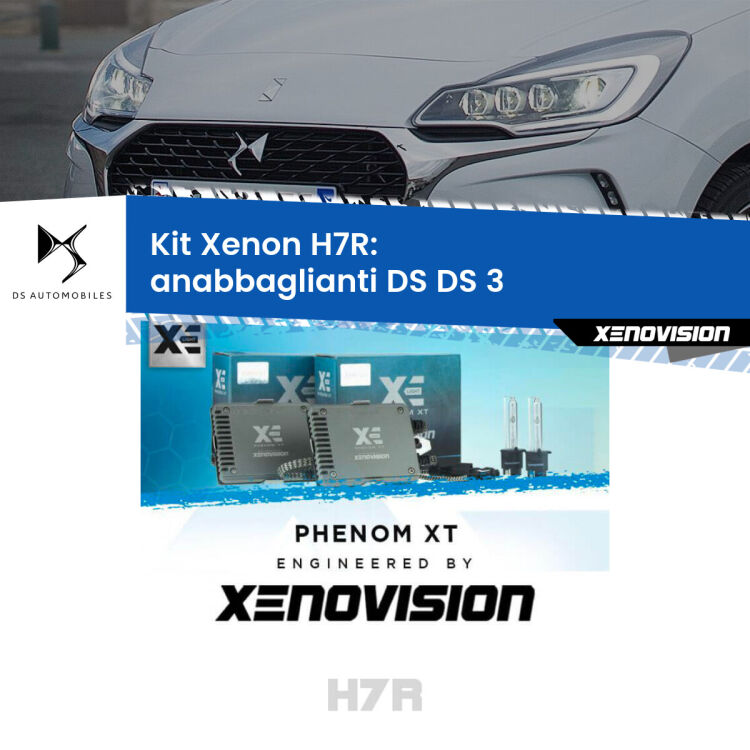 <strong>Kit Xenon </strong><strong>H7R</strong><strong> </strong><strong>Professionale</strong> DS DS 3</strong>  (2015 in poi). Taglio di luce perfetto, zero spie e riverberi. Leggendaria elettronica Canbus Xenovision. Qualità Massima Garantita.