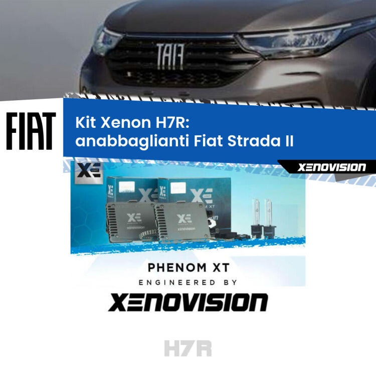 <strong>Kit Xenon </strong><strong>H7R</strong><strong> </strong><strong>Professionale</strong> Fiat Strada</strong> II (2º restyling). Taglio di luce perfetto, zero spie e riverberi. Leggendaria elettronica Canbus Xenovision. Qualità Massima Garantita.