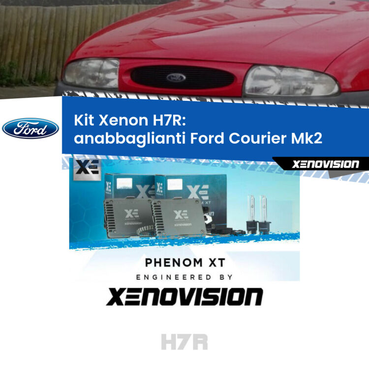 <strong>Kit Xenon </strong><strong>H7R</strong><strong> </strong><strong>Professionale</strong> Ford Courier</strong> Mk2 (1996 - 1999). Taglio di luce perfetto, zero spie e riverberi. Leggendaria elettronica Canbus Xenovision. Qualità Massima Garantita.