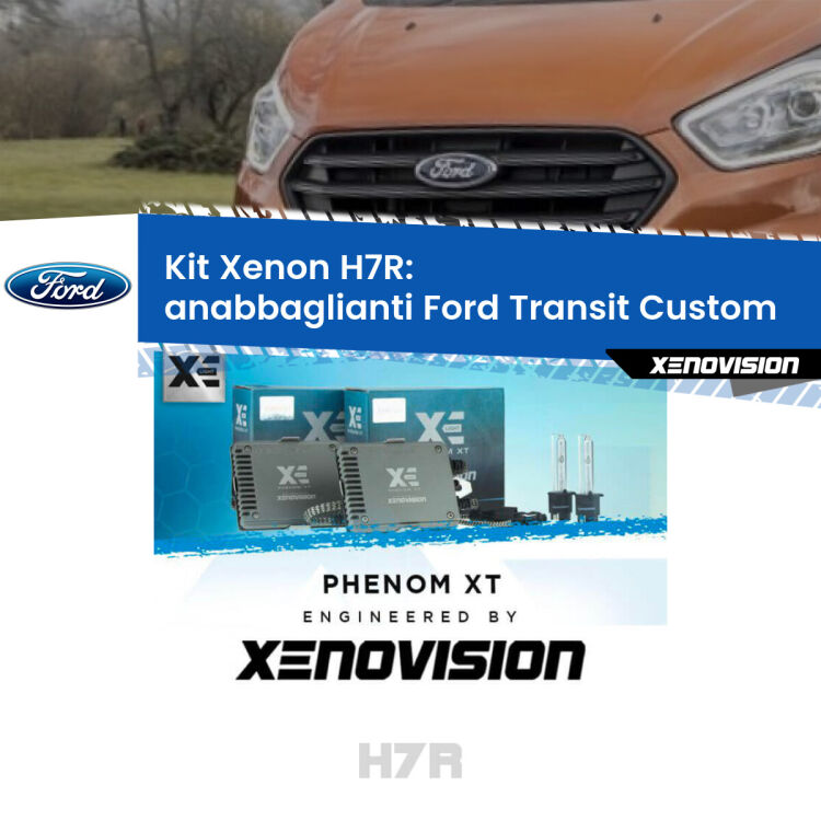 <strong>Kit Xenon </strong><strong>H7R</strong><strong> </strong><strong>Professionale</strong> Ford Transit Custom</strong>  (con fari a parabola). Taglio di luce perfetto, zero spie e riverberi. Leggendaria elettronica Canbus Xenovision. Qualità Massima Garantita.