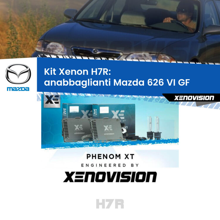 <strong>Kit Xenon </strong><strong>H7R</strong><strong> </strong><strong>Professionale</strong> Mazda 626 VI</strong> GF (1997 - 2002). Taglio di luce perfetto, zero spie e riverberi. Leggendaria elettronica Canbus Xenovision. Qualità Massima Garantita.