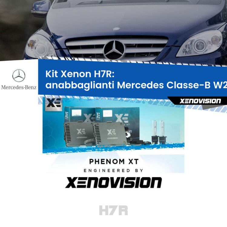 <strong>Kit Xenon </strong><strong>H7R</strong><strong> </strong><strong>Professionale</strong> Mercedes Classe-B</strong> W245 (Restyling). Taglio di luce perfetto, zero spie e riverberi. Leggendaria elettronica Canbus Xenovision. Qualità Massima Garantita.