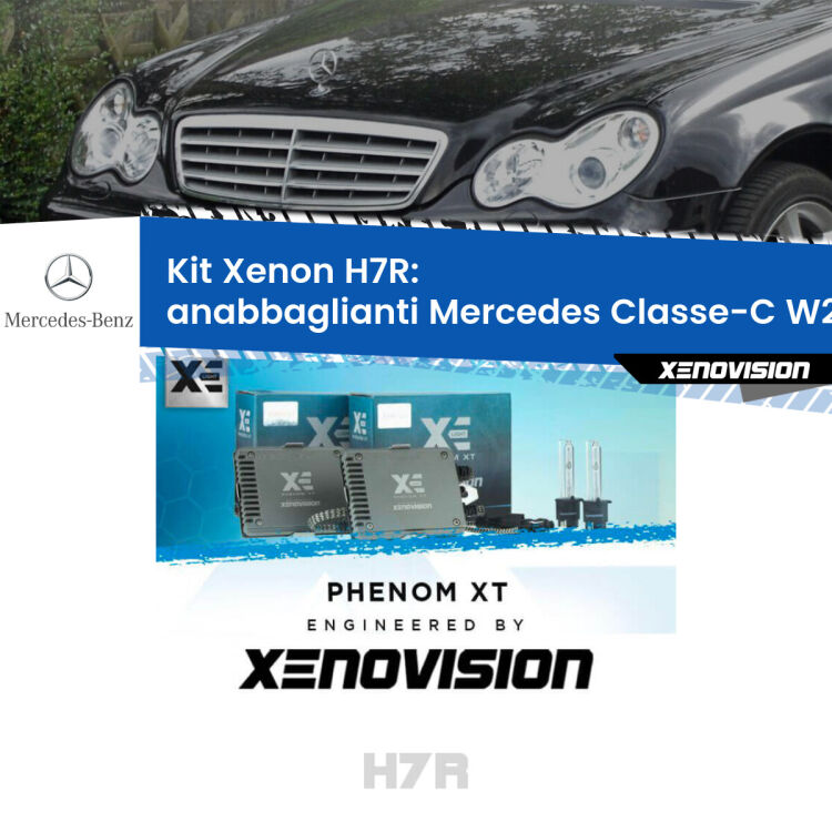 <strong>Kit Xenon </strong><strong>H7R</strong><strong> </strong><strong>Professionale</strong> Mercedes Classe-C</strong> W203 (2000 - 2007). Taglio di luce perfetto, zero spie e riverberi. Leggendaria elettronica Canbus Xenovision. Qualità Massima Garantita.