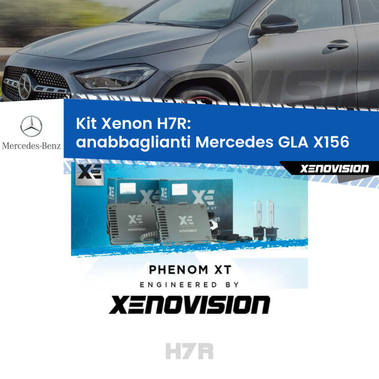 <strong>Kit Xenon </strong><strong>H7R</strong><strong> </strong><strong>Professionale</strong> Mercedes GLA</strong> X156 (2013 in poi). Taglio di luce perfetto, zero spie e riverberi. Leggendaria elettronica Canbus Xenovision. Qualità Massima Garantita.