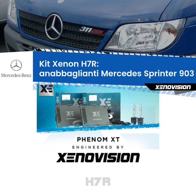 <strong>Kit Xenon </strong><strong>H7R</strong><strong> </strong><strong>Professionale</strong> Mercedes Sprinter</strong> 903 (2000 - 2006). Taglio di luce perfetto, zero spie e riverberi. Leggendaria elettronica Canbus Xenovision. Qualità Massima Garantita.