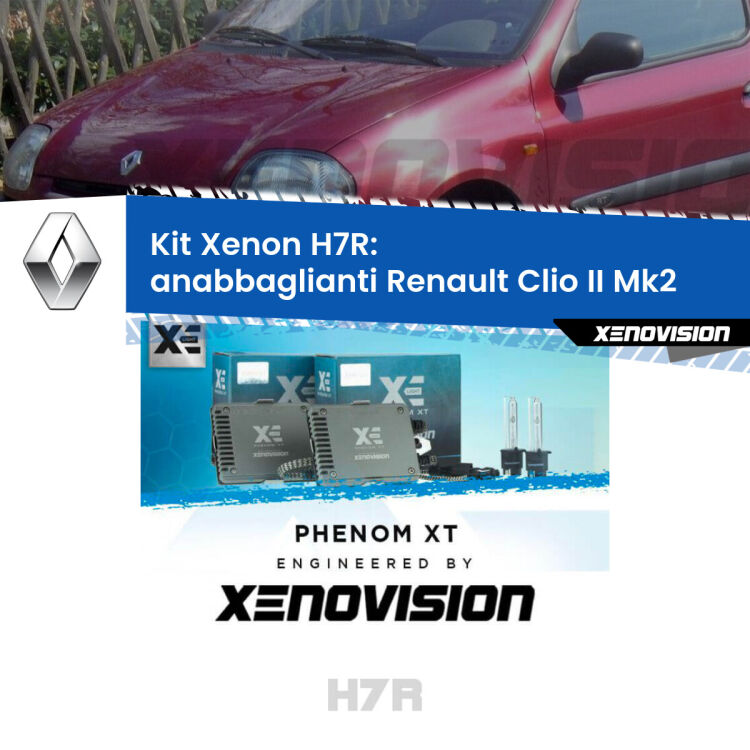 <strong>Kit Xenon </strong><strong>H7R</strong><strong> </strong><strong>Professionale</strong> Renault Clio II</strong> Mk2 (a parabola doppia). Taglio di luce perfetto, zero spie e riverberi. Leggendaria elettronica Canbus Xenovision. Qualità Massima Garantita.