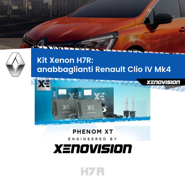 <strong>Kit Xenon </strong><strong>H7R</strong><strong> </strong><strong>Professionale</strong> Renault Clio IV</strong> Mk4 (2012 - 2018). Taglio di luce perfetto, zero spie e riverberi. Leggendaria elettronica Canbus Xenovision. Qualità Massima Garantita.