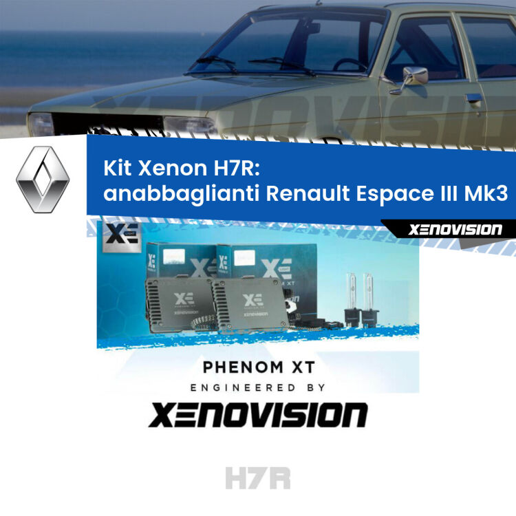 <strong>Kit Xenon </strong><strong>H7R</strong><strong> </strong><strong>Professionale</strong> Renault Espace III</strong> Mk3 (2000 - 2002). Taglio di luce perfetto, zero spie e riverberi. Leggendaria elettronica Canbus Xenovision. Qualità Massima Garantita.