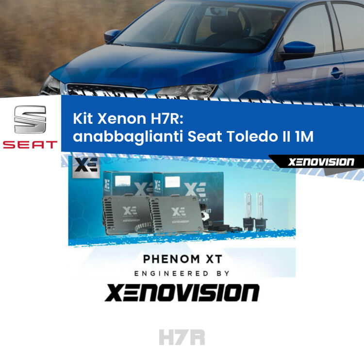 <strong>Kit Xenon </strong><strong>H7R</strong><strong> </strong><strong>Professionale</strong> Seat Toledo II</strong> 1M (1998 - 2006). Taglio di luce perfetto, zero spie e riverberi. Leggendaria elettronica Canbus Xenovision. Qualità Massima Garantita.