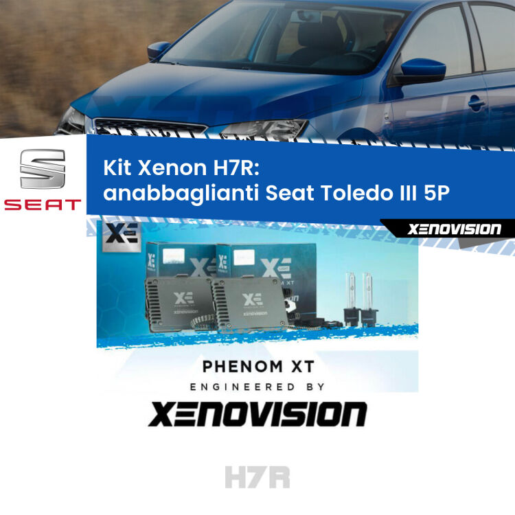 <strong>Kit Xenon </strong><strong>H7R</strong><strong> </strong><strong>Professionale</strong> Seat Toledo III</strong> 5P (2004 - 2009). Taglio di luce perfetto, zero spie e riverberi. Leggendaria elettronica Canbus Xenovision. Qualità Massima Garantita.