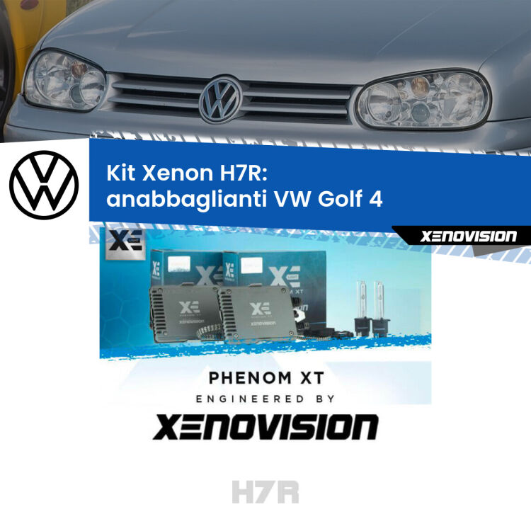 <strong>Kit Xenon </strong><strong>H7R</strong><strong> </strong><strong>Professionale</strong> VW Golf 4</strong>  (1997 - 2005). Taglio di luce perfetto, zero spie e riverberi. Leggendaria elettronica Canbus Xenovision. Qualità Massima Garantita.