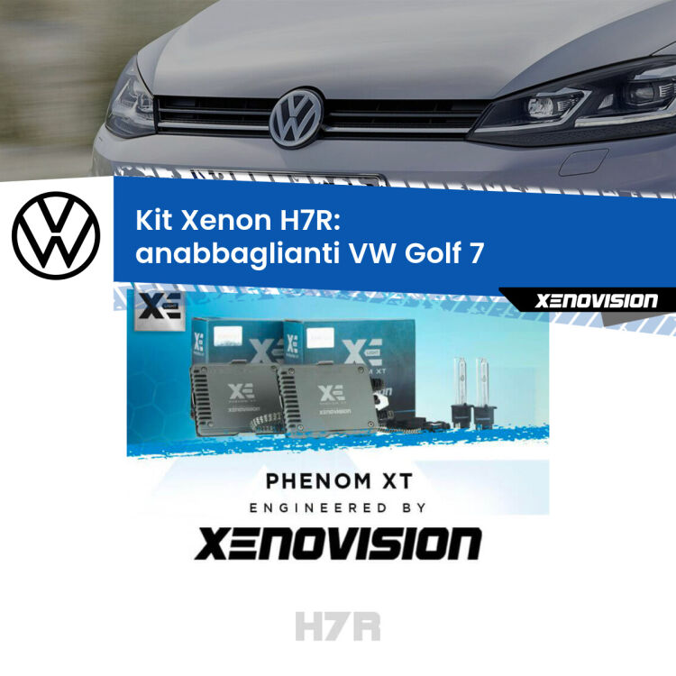 <strong>Kit Xenon </strong><strong>H7R</strong><strong> </strong><strong>Professionale</strong> VW Golf 7</strong>  (2012 - 2016). Taglio di luce perfetto, zero spie e riverberi. Leggendaria elettronica Canbus Xenovision. Qualità Massima Garantita.