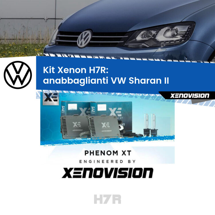 <strong>Kit Xenon </strong><strong>H7R</strong><strong> </strong><strong>Professionale</strong> VW Sharan</strong> II (2010 - 2019). Taglio di luce perfetto, zero spie e riverberi. Leggendaria elettronica Canbus Xenovision. Qualità Massima Garantita.