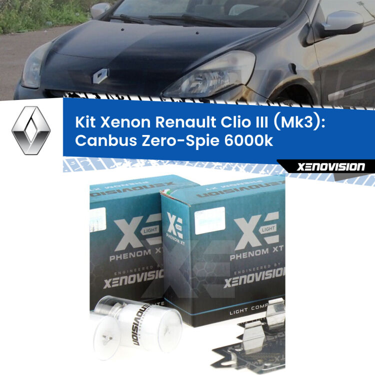 <strong>Kit Xenon&nbsp;</strong><strong>H1&nbsp;</strong><strong>Professionale</strong> per fari anabbaglianti Renault Clio III Mk3 ((2005 - 2011)). Taglio di luce perfetto, zero riverberi. Canbus zero spie. Qualit&agrave; Massima Garantita.