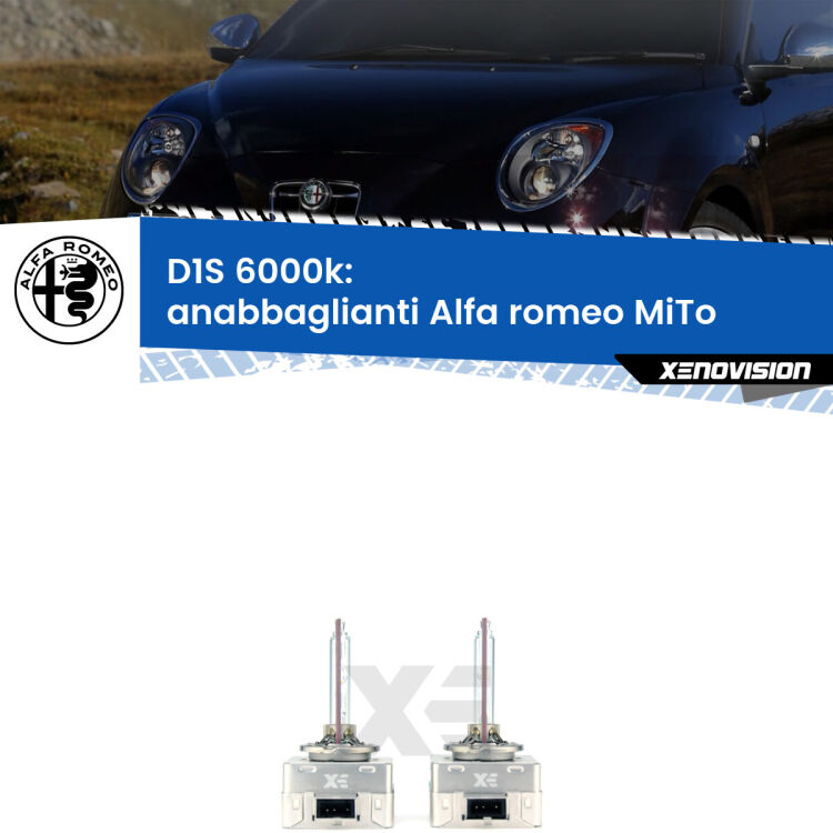 <b>Lampade xenon D1S 6000k Plug&Play</b> di ricambio per fari Anabbaglianti xenon di serie <b>Alfa romeo MiTo</b>  2008 - 2018. Qualità Massima, Performance pari alle originali.