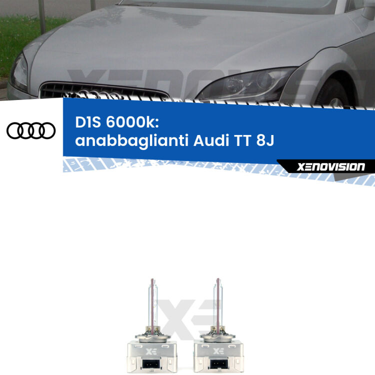 <b>Lampade xenon D1S 6000k Plug&Play</b> di ricambio per fari Anabbaglianti xenon di serie <b>Audi TT</b> 8J 2006 - 2014. Qualità Massima, Performance pari alle originali.